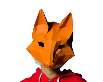 Fox Mask Papercraft Kit - 3D Low Poly, Paper Mask | Fox Head Pepakura Model, Animal Head Paper Craft DIY by Papercraft World