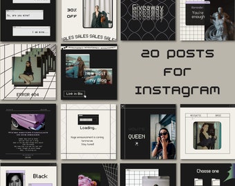 Old Computer Retro Post Templates for Instagram | Retro Canva Templates | Aesthetic Marketing Social Media Templates