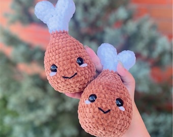 CHICKEN DRUMSTICK | Crochet Chicken Amigurumi | Cute Food Plushie | Foodie Plush | Kawaii Crochet | Cute Chicken Wings | Funny Punny Gifts