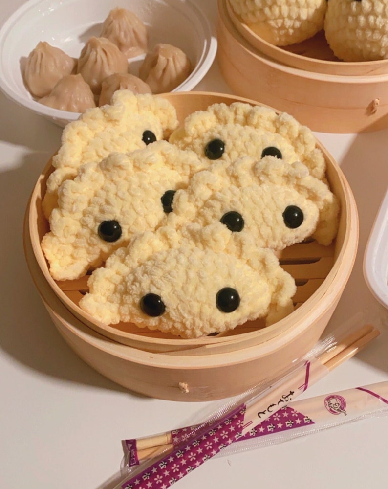 DIM SUM Cute Crochet Dumpling Kawaii Dim Sum Plush Yum Cha Food Foodie Asian Amigurumi Siu Mai Cha Siu Bao Cute Pork Dumpling Crimped Dumpling