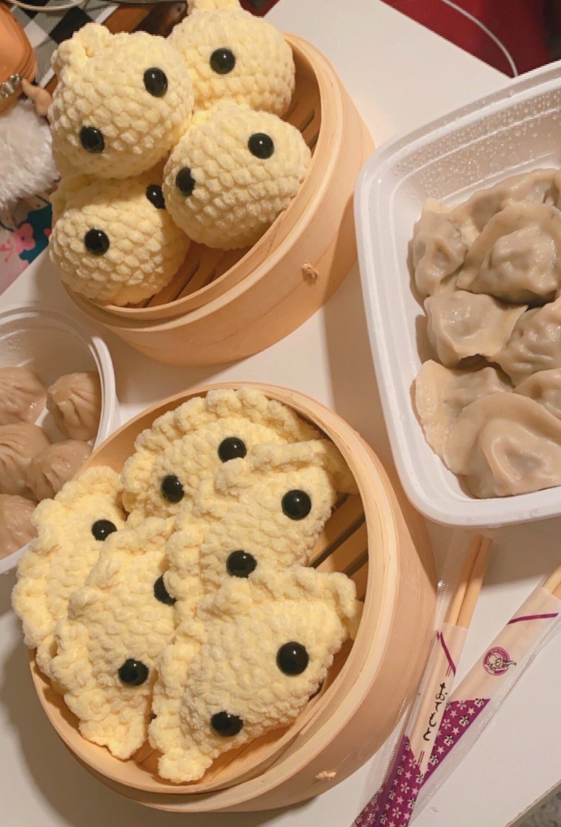 DIM SUM Cute Crochet Dumpling Kawaii Dim Sum Plush Yum Cha Food Foodie Asian Amigurumi Siu Mai Cha Siu Bao Cute Pork Dumpling image 3