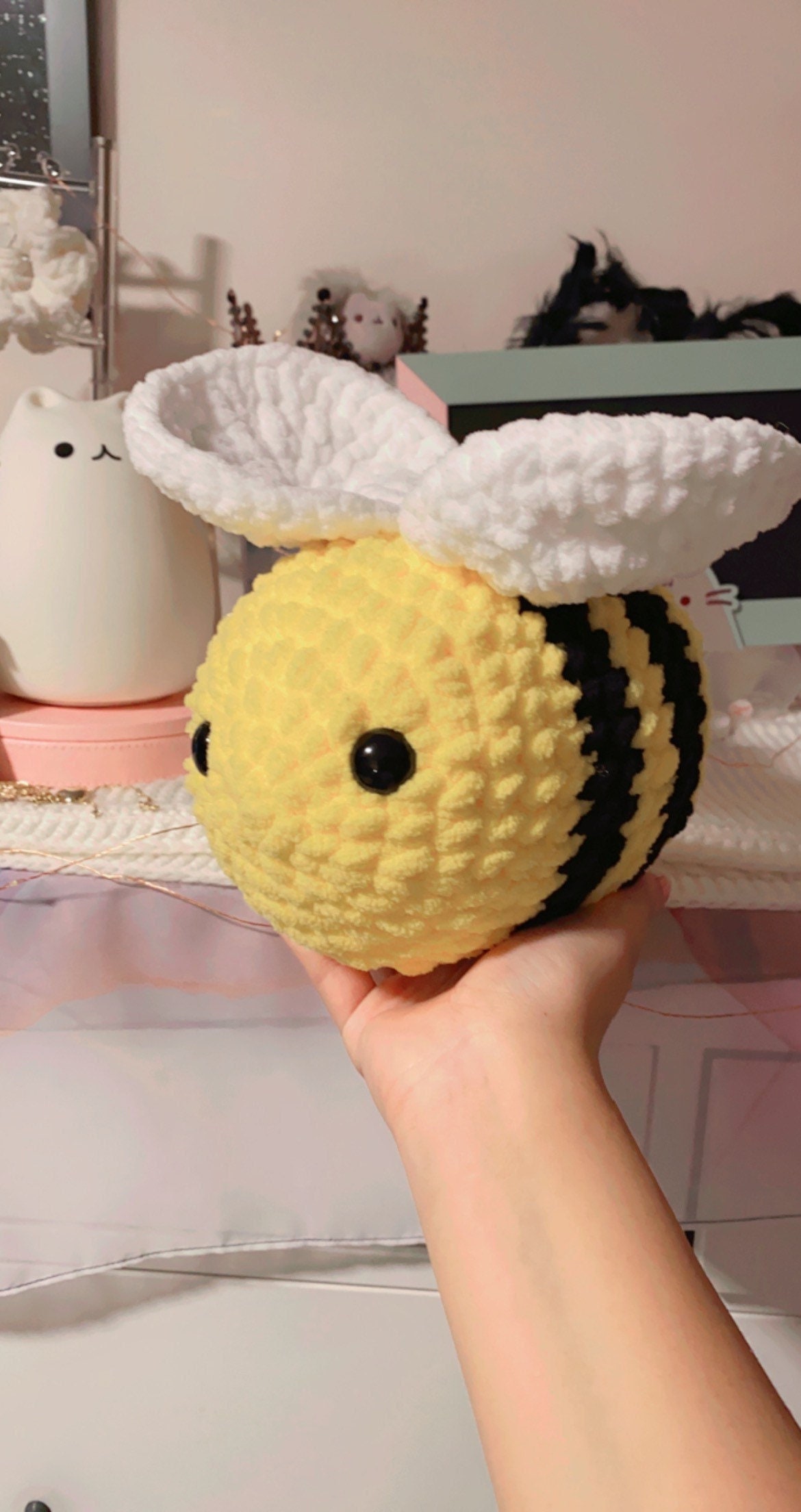 BIG BEE | Crochet Busy Bee Plushie | Soft Bumblebee Amigurumi | Black Yellow Cute Plush