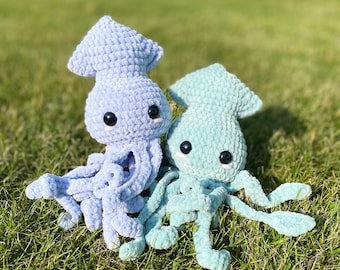 SQUID PLUSH | Crochet Tentacles Amigurumi | Octopus Plushie | Calamari Plush | Cute Sea Animals | Squid Ink | Kawaii Plushy | Tako Tattayo