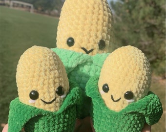 GIANT CORN PLUSH | Corn on the Cob Amigurumi | Crochet Corn Plushie | Cute Soft Food Plushie | Cuddle Corn Buddy | Veggie Plushy