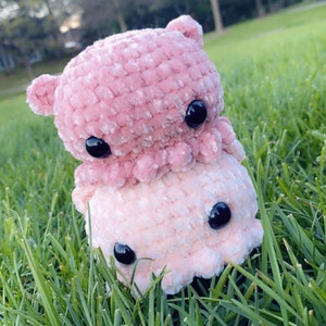 DUMBO OCTOPUS PLUSH | Crochet Octo Amigurumi | Cute Blue Sea Animal Plushie | Velvety Plushy | Cute Crochet Domo  | Domo Fish Cuddlefish Toy