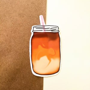 Iced Kaffee Aufkleber, Mason Jar Aufkleber, Kaffee-Liebhaber-Aufkleber, Laminat wasserdichte Aufkleber