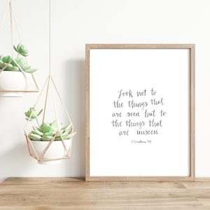 Bible Verse Wall Art, Printable Scripture Art, Digital Download, 2 Corinthians 4:18