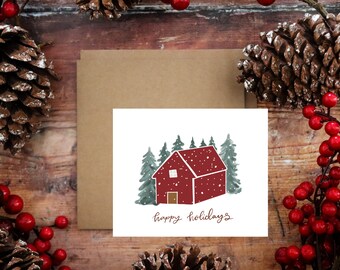 Happy Holidays Karte, Grußkarte, Weihnachtskarte, Winter, Urlaubskarte, Geschenk