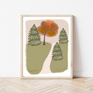 Autumn Forest Path Printable | Wall Decor | 8&quot;x10&quot; | Hand Drawn | Digital Download | Digital Art | Illustration