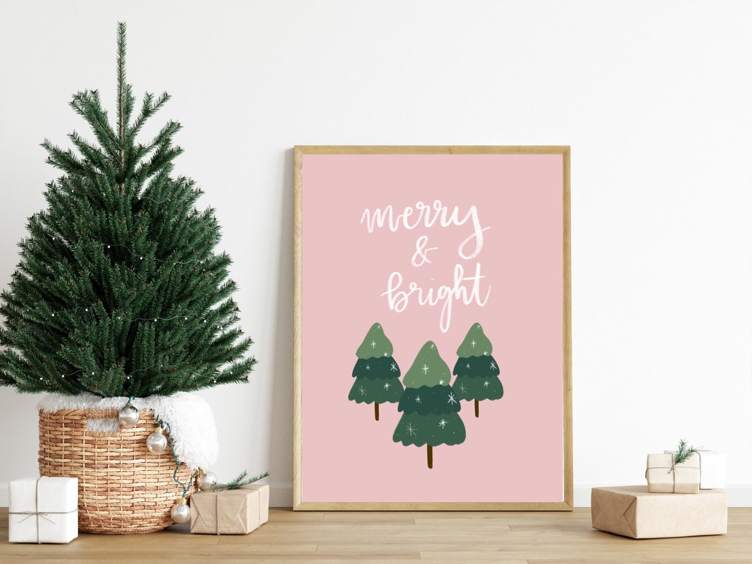 Merry &amp; Bright Printable | DIGITAL DOWNLOAD | Christmas Digital Print ...