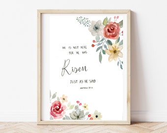 He is not here for He has risen | ORIGINAL Scripture Painting | Watercolor Bible Verse Art | Wall Decor | Hand Painted 9"x12"