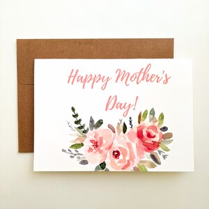 Pretty Watercolor Mothers Day Card, Happy Mothers Day Card, Folded Watercolor Card, Handmade 5 "x7"
