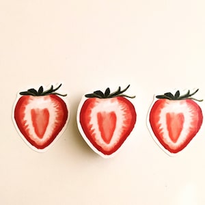 Adesivo alla fragola lucido, adesivi in vinile impermeabile, adesivo per fragole per laptop e bottiglie d'acqua