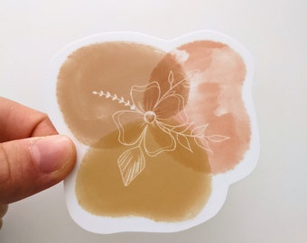 Abstracte Bloemen Sticker | Vinyl Sticker | Voor waterflessen, laptops, tijdschriften