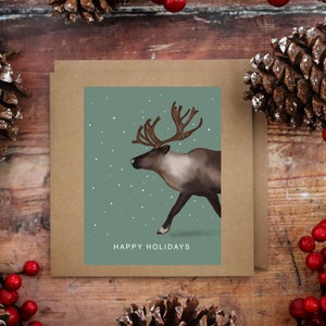 | de cartes de Noël joyeuses fêtes | carte de renne | Vide à l’intérieur | | illustrés Hiver