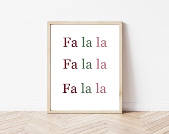 Fa La La Printable, Christmas Print, Wall Decor, Digital Print, Digital Download, Holiday Wall Art, Seasonal Printable, 8x10 Minimalist Art