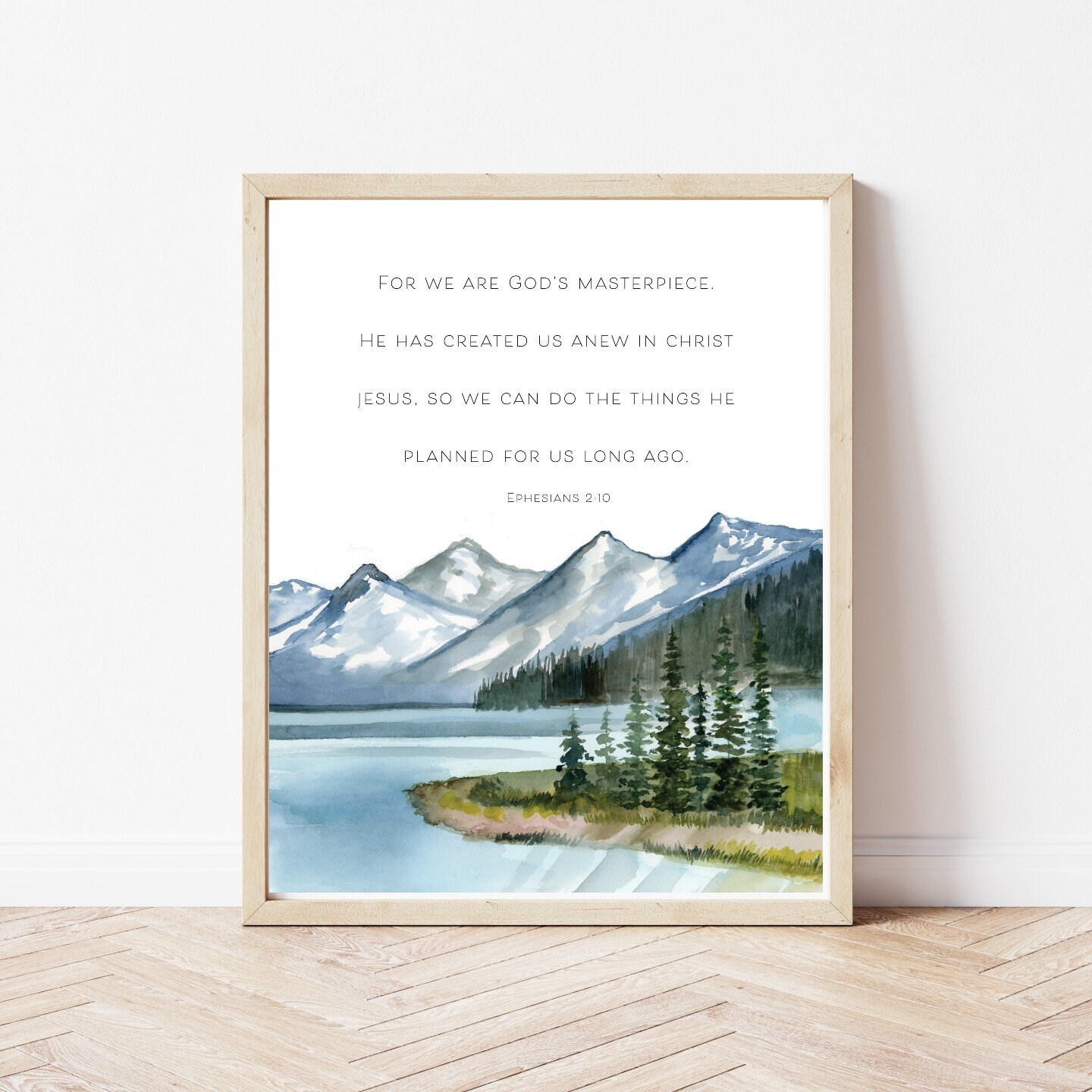 For we are God's masterpiece Print, Bible Verse Printable, Scripture Wall Art, Bible Verse Home Decor, Christian, Watercolor Art