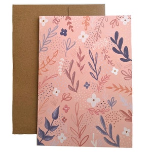 Cartes de vœux florales, Blank Inside, Enveloppe Kraft, 5x7 pouces.