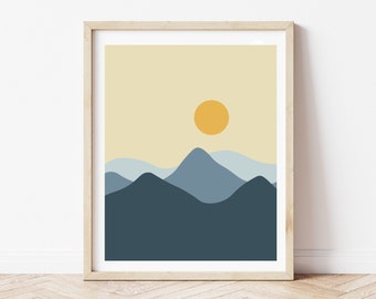 Boho Wall Art, Boho Printable, DIGITAL DOWNLOAD, Mountains Print, Modern Print, Home Decor, Bedroom