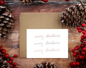 Frohe Weihnachtskarte | Urlaubskarte | Handgeschriftete Weihnachtskarten | Kraft Umschlag inklusive