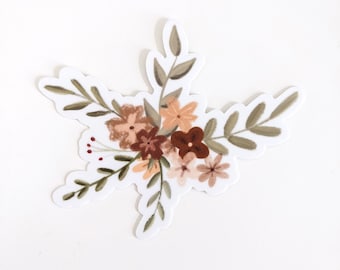 Bloemen Sticker, Geïllustreerde Sticker, Waterdichte Sticker, Waterfles Sticker, Journal Sticker, Moderne Boho Sticker