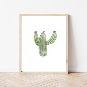 Cactus Print, Cactus with Florals, 8x10 Print, Wall Decor, Plant Wall Art, Home Decor, PHYSICAL Print