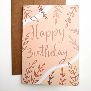 Cartão de aniversário, cartão de felicitações, cartão Boho, interior em branco, cartão de 5"x7", cartões florais, papel de carta