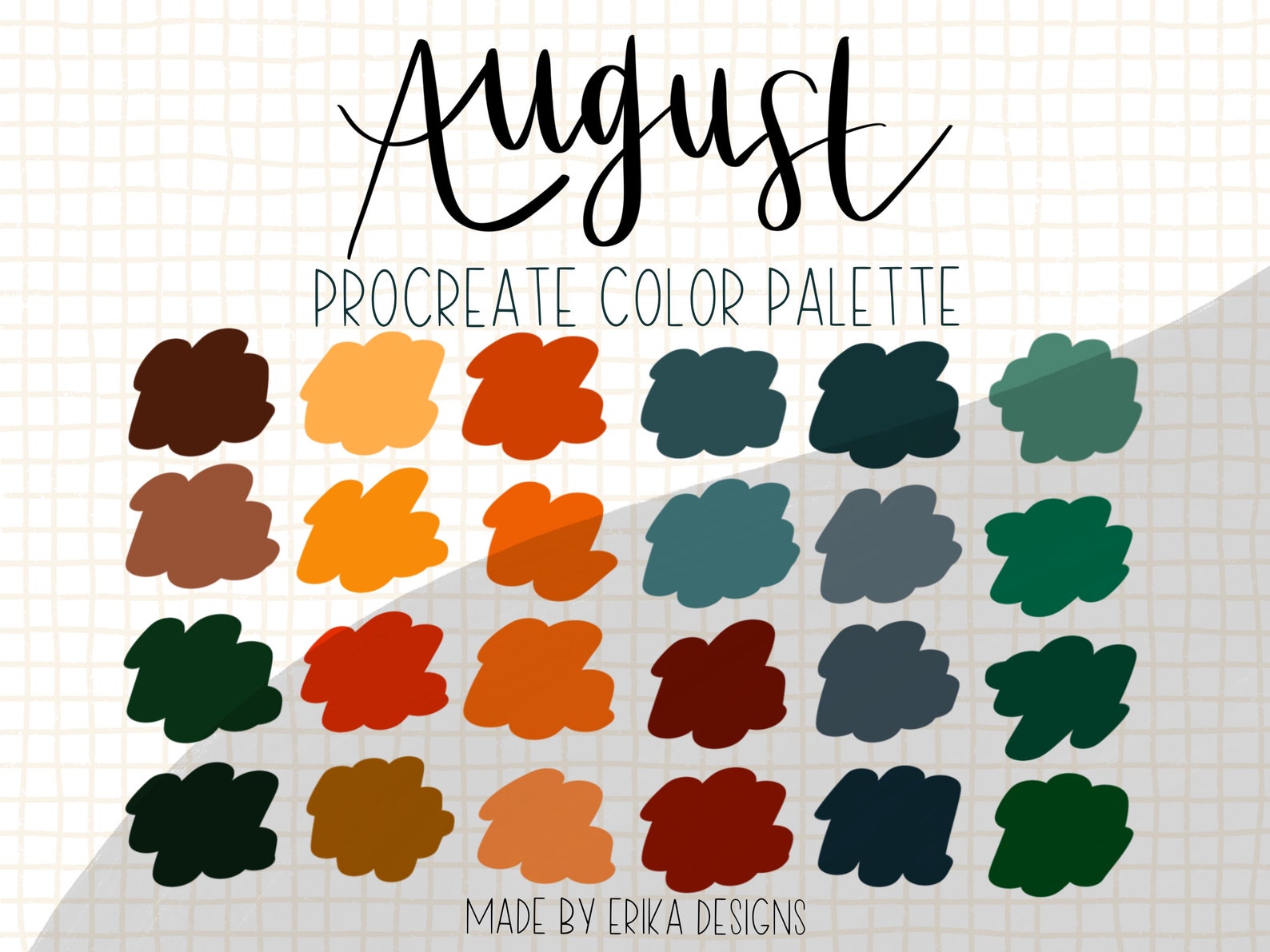 August Color Palette / Fall Colors / Autumn Colors / Procreate Etsy