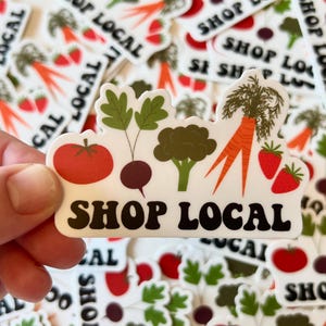 Autocollant en vinyle imperméable de la boutique en ligne | Sticker marché fermier | Sticker dessiné main | sticker pour ordinateur portable et bouteille d'eau | autocollants personnalisés