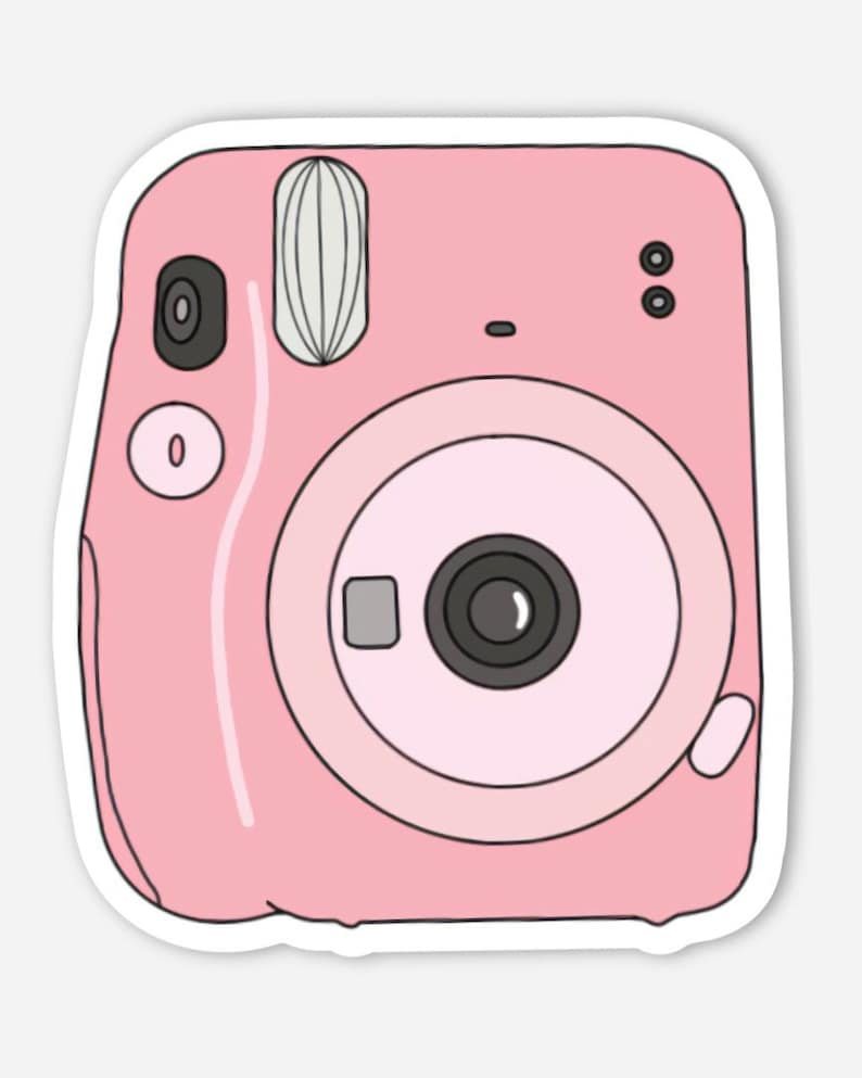 Pink Polaroid Camera Sticker | Hand Drawn Sticker | Laptop and Water ...