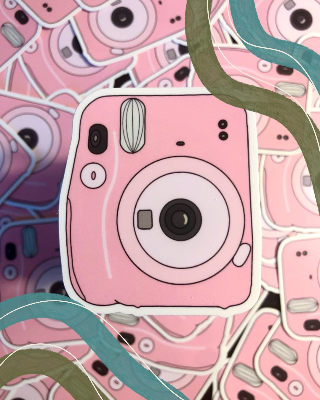 Pink Polaroid Camera Sticker | Hand Drawn Sticker | Laptop and Water ...