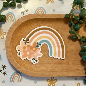 floral arc-en-ciel | Sticker dessiné main | sticker pour ordinateur portable et bouteille d'eau | autocollants personnalisés | stickers mats
