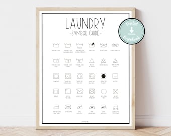 Laundry Poster / Washing and Drying Symbol Guide / 8x10in / PDF / JPEG