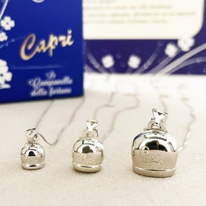 Bell Pendant Necklace Silver Capri Lucky Charm Woman Handmade Charm Made in Italy Artisan Luminous Sound Fashion Girl