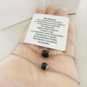 Su Coccu lucky bracelet 925 silver Sardinian amulet complete against evil eyes handmade made in Italy Woman Girl