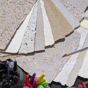 Handmade Tabloid Paper: 10 Neutral Sheets, Repurposed Art Paper (11x17")