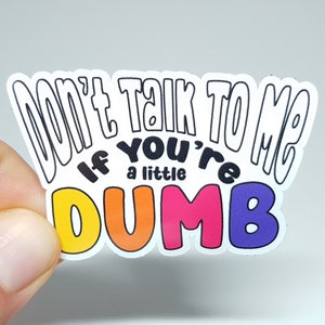 Meme Sticker - Praat niet tegen me als je een beetje dom bent - Grappige Sassy Sticker voor studenten - Rainbow Sticker - Leuke sticker