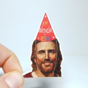 Meme Sticker "Happy Birthday Jesus" - Lustiger Aufkleber für Weihnachten
