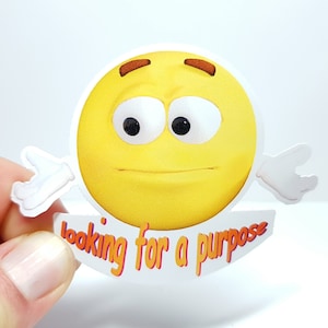 Autocollant Meme « Emoji - À la recherche d’un but » - Autocollant Emoji 3D nihiliste drôle pour le petit philosophe