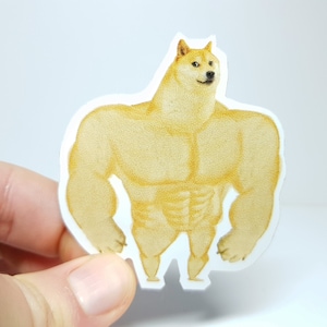 Meme Aufkleber "Stronk Doge" - Lustiger Shiba Inu Sticker für echte Internet Kenner
