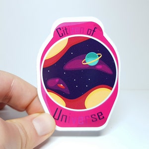 Esthetische sticker "Citizen of Universe Badge" - Retro Space Sticker voor alle interplanetaire reizigers van het universum