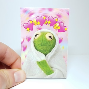 Valentijnsdag Meme Sticker "Kikker in Liefde" Grappige Kikker Sticker Liefde voor Cadeau Vriend of Vriendin