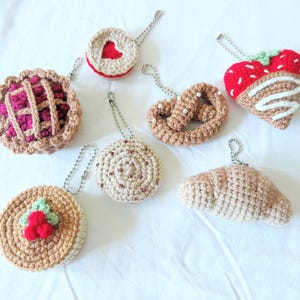 brelok do kluczy z naleśników truskawka szydełkowy precel pasujące prezenty ciasteczko ręcznie robiony placek kawaii pluszowy brelok do kluczy kokietka uroczy brelok amigurumi