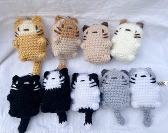 Katt nyckelring kattunge matchande gåvor virkad handgjord kawaii plyschleksak kokett nyckelring söt japansk stil amigurumi nyckelring