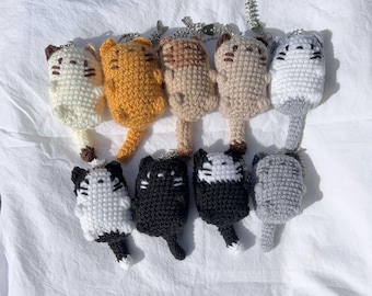 cat keychain kitten matching gifts crochet handmade kawaii plush toy coquette key ring cute japanese style amigurumi key chain