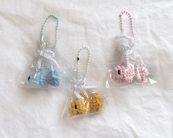 fish in bag keychain matching gifts crochet handmade kawaii plush toy coquette key ring cute japanese style amigurumi key chain oceancore