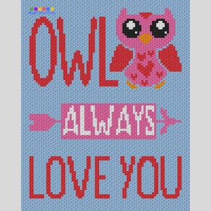 Owl Always Love You Graph Written Pattern For C2C & Tapestry Crochet Love Quote Crochet Pattern Owl C2C Baby Blanket Baby Shower Gift image 5