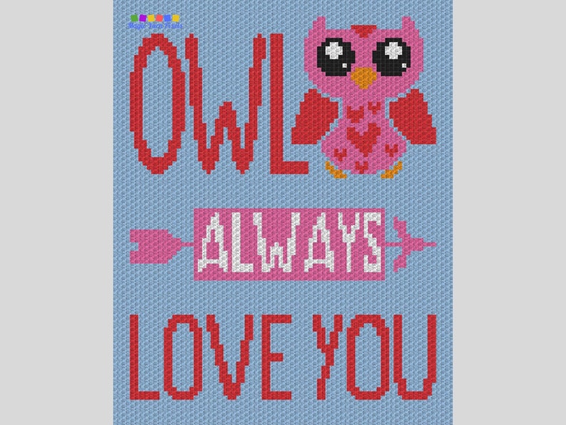 Owl Always Love You Graph Written Pattern For C2C & Tapestry Crochet Love Quote Crochet Pattern Owl C2C Baby Blanket Baby Shower Gift image 5