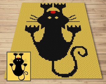 Black Cat C2C Crochet Blanket Graph Pattern (PDF Download)