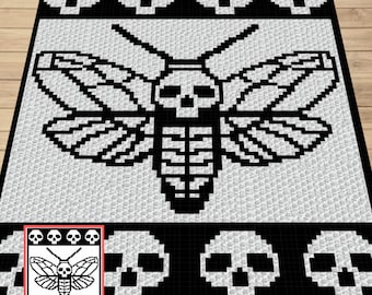 Deaths Head Moth Crochet Pattern | C2C Tapestry Graph (PDF)
